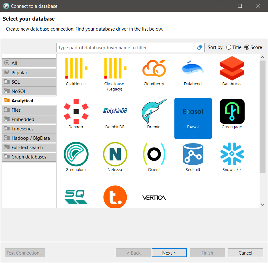 Select New Database Connection